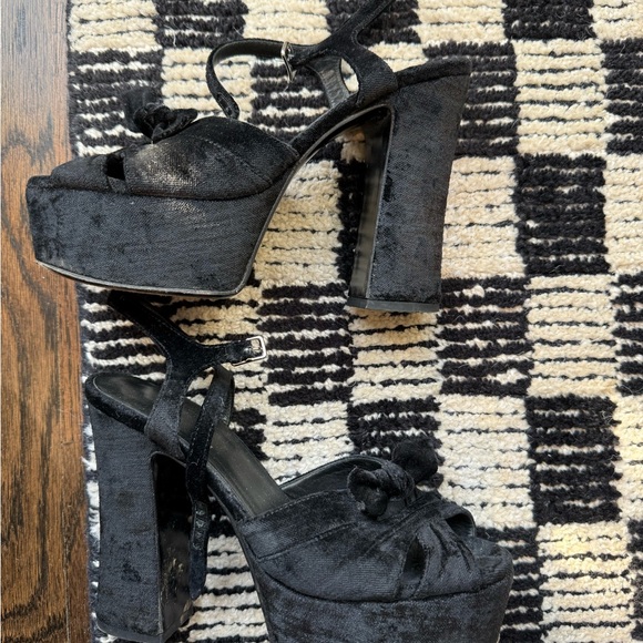 YSL Black Velvet Platform Heels 37 - Picture 7 of 12